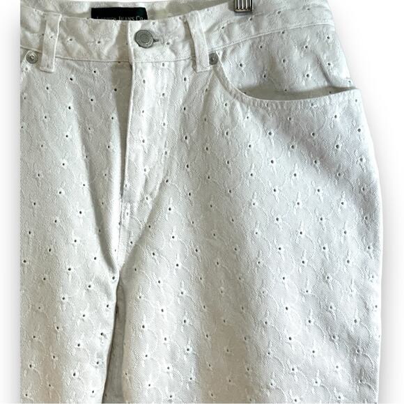 LAUREN JEANS CO. RALPH LAUREN white eyelot cotton crop jeans SZ 6 - Picture 10 of 15